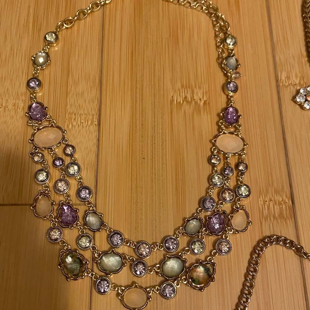 Vintage Napier Multicolored Layered Statement Necklace - Picture 2 of 2